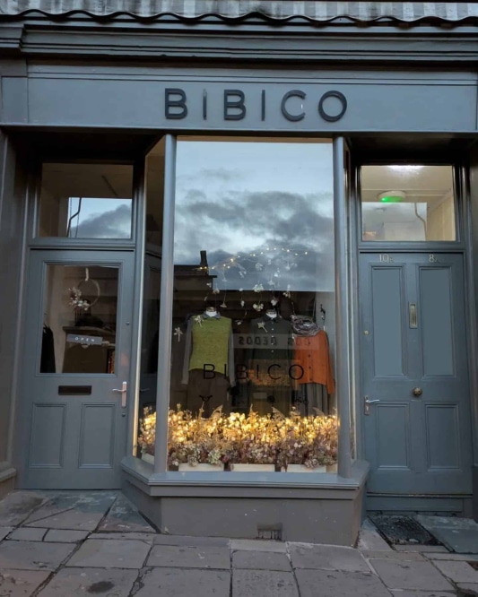 Organic Blooms window dressing at Bibico